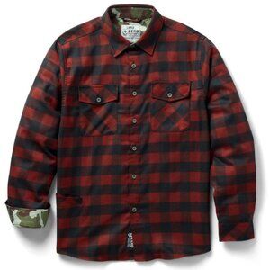 Zero Foxtrot Mens 3XL Button Up Flannel Shirt Camo Flip Cuff Buffalo Rust Check